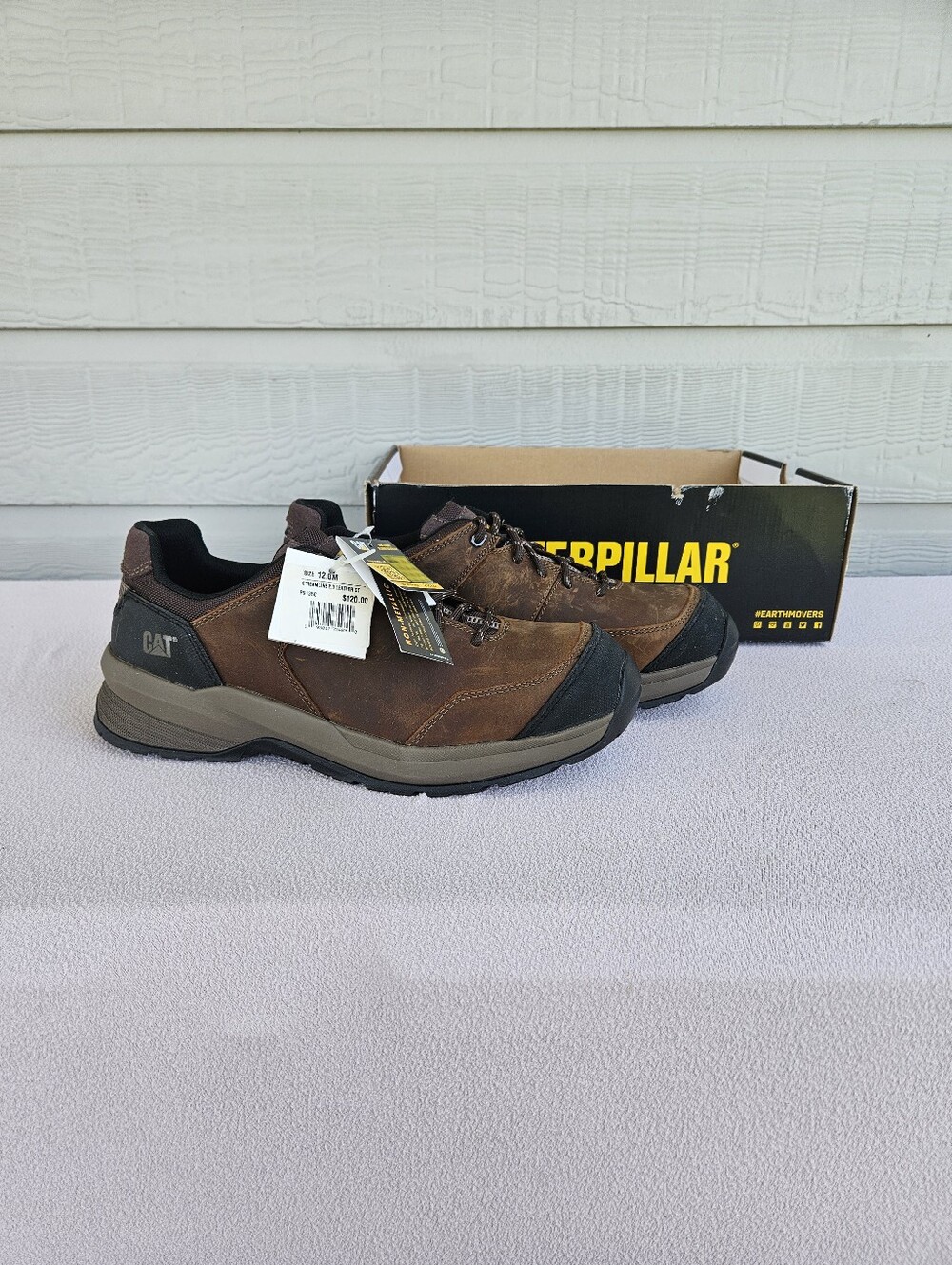 Caterpillar CAT Streamline 2.0 Brown Leather Work Shoe Men SZ 12 Composite Toe